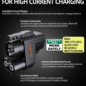 TopAutoGear NACS to CCS1 EV Charging Adapter, Max 250kW DC Fast Charging for Tesla V3 V4 Supercharger, UL Certified Fits Ford Rivian Chevy CCS1 EVs, Anti-Drop Interlock Design view 3