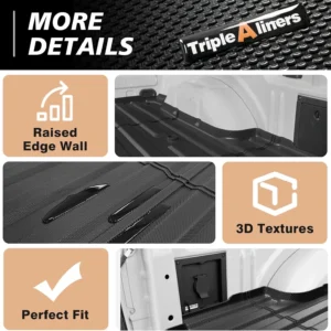 TripleAliners Truck Mat Compatible with 2024-2026 Ford F150 & Lightning 5.5FT Accessories, Truck Bed Mat Heavy Duty Custom Fit All Weather Protection TPE Pickup Liner view 5