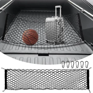 Truck Bed Cargo Mesh Net for Tesla Cybertruck 2024, with Aluminum Alloy Carabiners Envelope Style Stretchable Storage Cargo Nets Organizer for Cybertruck Accessories view 1