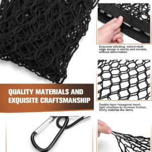 Truck Bed Cargo Mesh Net for Tesla Cybertruck 2024, with Aluminum Alloy Carabiners Envelope Style Stretchable Storage Cargo Nets Organizer for Cybertruck Accessories view 4