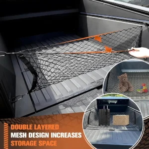 Truck Bed Cargo Mesh Net for Tesla Cybertruck 2024, with Aluminum Alloy Carabiners Envelope Style Stretchable Storage Cargo Nets Organizer for Cybertruck Accessories view 5