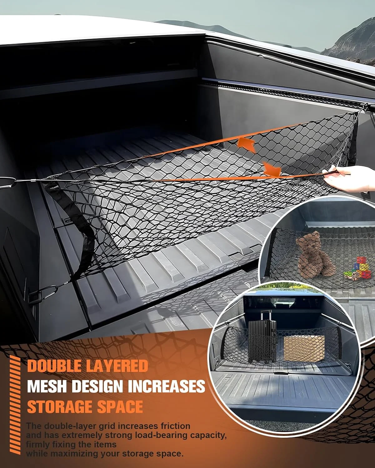 Easy installation of Cybertruck cargo net