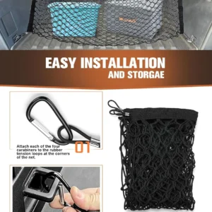 Truck Bed Cargo Mesh Net for Tesla Cybertruck 2024, with Aluminum Alloy Carabiners Envelope Style Stretchable Storage Cargo Nets Organizer for Cybertruck Accessories view 7