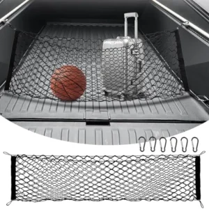 Truck Bed Cargo Mesh Net for Tesla Cybertruck 2024, with Aluminum Alloy Carabiners Envelope Style Stretchable Storage Cargo Nets Organizer for Cybertruck Accessories