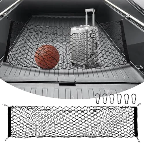 Truck Bed Cargo Mesh Net for Tesla Cybertruck 2024, with Aluminum Alloy Carabiners Envelope Style Stretchable Storage Cargo Nets Organizer for Cybertruck Accessories