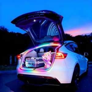 Trunk LED Ambient Neon Light Strips for Tesla Model Y & Juniper (2021-2026) - Waterproof Silicone, High Brightness, APP-Controlled, Auto On&Off, for Car Trunk & Camping Atmosphere (RGB) view 1
