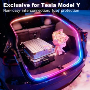 Trunk LED Ambient Neon Light Strips for Tesla Model Y & Juniper (2021-2026) - Waterproof Silicone, High Brightness, APP-Controlled, Auto On&Off, for Car Trunk & Camping Atmosphere (RGB) view 2