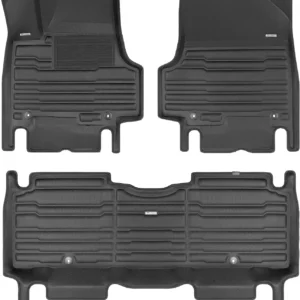 TuxMat - for Hyundai Ioniq 5 2022-2024 Models - Custom Car Mats - Maximum Coverage, All Weather, Laser Measured - This Full Set Includes 1st and 2nd Rows Black view 1