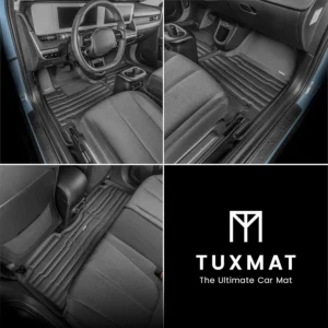 TuxMat - for Hyundai Ioniq 5 2022-2024 Models - Custom Car Mats - Maximum Coverage, All Weather, Laser Measured - This Full Set Includes 1st and 2nd Rows Black view 2