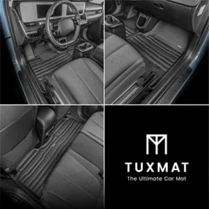 TuxMat - for Hyundai Ioniq 5 2022-2024 Models - Custom Car Mats - Maximum Coverage, All Weather, Laser Measured - This Full Set Includes 1st and 2nd Rows Black