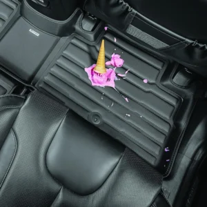 TuxMat - for Polestar 2 2020-2026 Models - Custom Car Mats - Maximum Coverage, All Weather, Laser Measured - This Full Set Includes 1st and 2nd Rows view 5