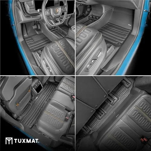 TuxMat - for Rivian R1S 7-Seater 2025-2026 Models - Custom Car Mats - Maximum Coverage, All Weather, Laser Measured - This Full Set Includes 1st, 2nd and 3rd Rows