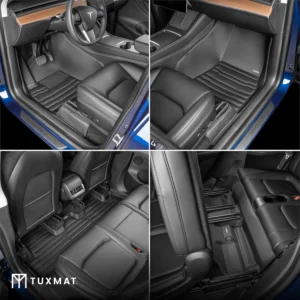 TuxMat - for Tesla Model Y 7-Seater 2020-2025 Models - Custom Car Mats - Maximum Coverage, All Weather, Laser Measured - This Full Set Includes 1st, 2nd and 3rd Rows view 2