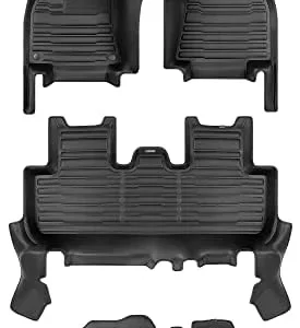 TuxMat - for Tesla Model Y 7-Seater 2020-2025 Models - Custom Car Mats - Maximum Coverage, All Weather, Laser Measured - This Full Set Includes 1st, 2nd and 3rd Rows view 7