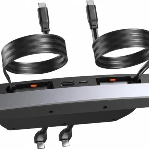 Upgrade Tesla USB Hub for Tesla Model 3&Y - 4Ports Fast Chargr for Model Y/3 Accessories 2023 2022 2021 Retractable Docking Station, 2 Type-C Fast Charging Cables (Not Fit Model 3 2024) view 1