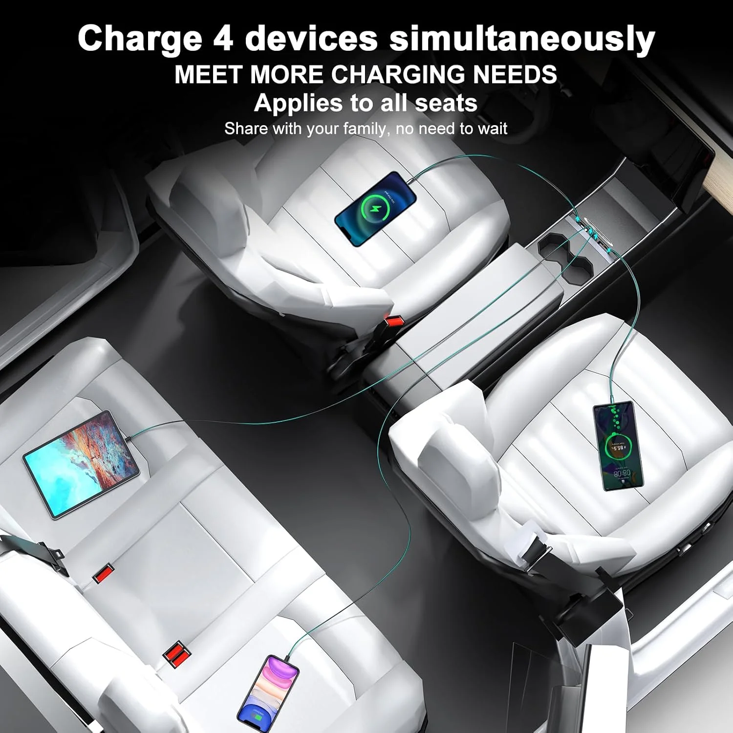 Retractable charging cables extending from hub