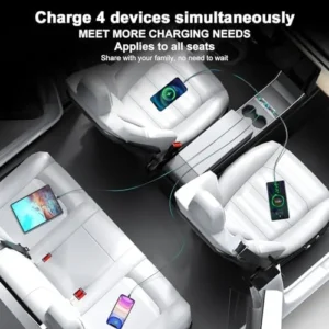 Upgrade Tesla USB Hub for Tesla Model 3&Y - 4Ports Fast Chargr for Model Y/3 Accessories 2023 2022 2021 Retractable Docking Station, 2 Type-C Fast Charging Cables (Not Fit Model 3 2024) view 7