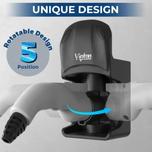 VIPTOO EV Charger Wall Mount Holder, J1772 Charger Cable Organizer with 5-Level 0°–180° Adjustable Rotation for All EV Chargers, Unique Sports Car Design view 2