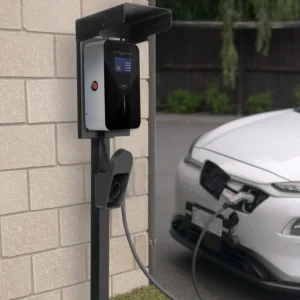 VIVO Outdoor EV Charging Stand, Weather Protection Hood, Pedestal for Charging Station, Floor Mounted, All Weather, Electric Vehicle Pile, Stainless Steel, Black, STAND-EV01C view 2