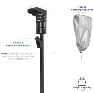 VIVO Outdoor EV Charging Stand, Weather Protection Hood, Pedestal for Charging Station, Floor Mounted, All Weather, Electric Vehicle Pile, Stainless Steel, Black, STAND-EV01C view 3