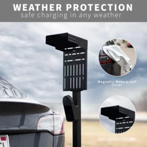 VIVO Outdoor EV Charging Stand, Weather Protection Hood, Pedestal for Charging Station, Floor Mounted, All Weather, Electric Vehicle Pile, Stainless Steel, Black, STAND-EV01C view 4