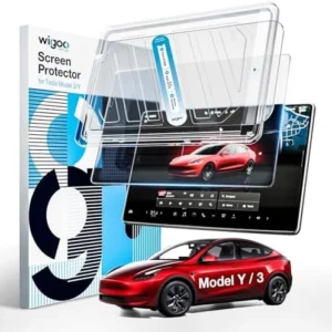 Wigoo Tesla Model Y & Model 3 Screen Protector Matte [No More Glare & Fingerprint] Model Y(2020~2025)/Model 3(2017~2023) Accessories, Tempered Glass Protector with Alignment Kit view 7