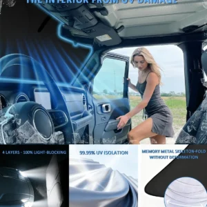 Windshield Sunshade for Nissan Ariya 2023-2025 Car Sun Shade | Upgrade 4 Layers Custom Fit Ariya Car Window Shade Front Sun Visor Blocks UV Rays Keep Cool Foldable Car Accessories view 3