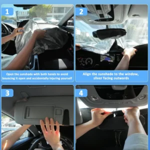 Windshield Sunshade for Nissan Ariya 2023-2025 Car Sun Shade | Upgrade 4 Layers Custom Fit Ariya Car Window Shade Front Sun Visor Blocks UV Rays Keep Cool Foldable Car Accessories view 5