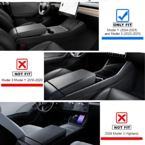 WinDu 5PCS Model 3 Model Y Center Console Organizer Tray Compatible for Tesla 2021-2024 Model Y and 2021-2023 Model 3 Accessories Armrest Hidden Box Storage Tray Cup Holder Camera Cover view 6