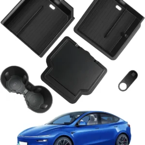 WinDu 5PCS Model 3 Model Y Center Console Organizer Tray Compatible for Tesla 2021-2024 Model Y and 2021-2023 Model 3 Accessories Armrest Hidden Box Storage Tray Cup Holder Camera Cover view 7