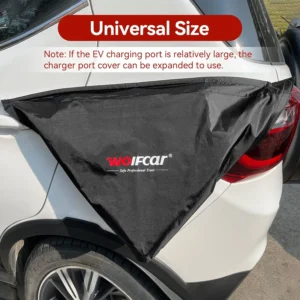 WOLFCAR EV Charger Cover, Waterproof EV Charging Port Cover Outdoor, Double-Sided, Rain Snow Sun UV All Weather Protection, Magnetic with Suction Cups for Any EV Body, Kingsize view 5