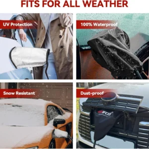 WOLFCAR EV Charger Cover, Waterproof EV Charging Port Cover Outdoor, Double-Sided, Rain Snow Sun UV All Weather Protection, Magnetic with Suction Cups for Any EV Body, Kingsize view 7