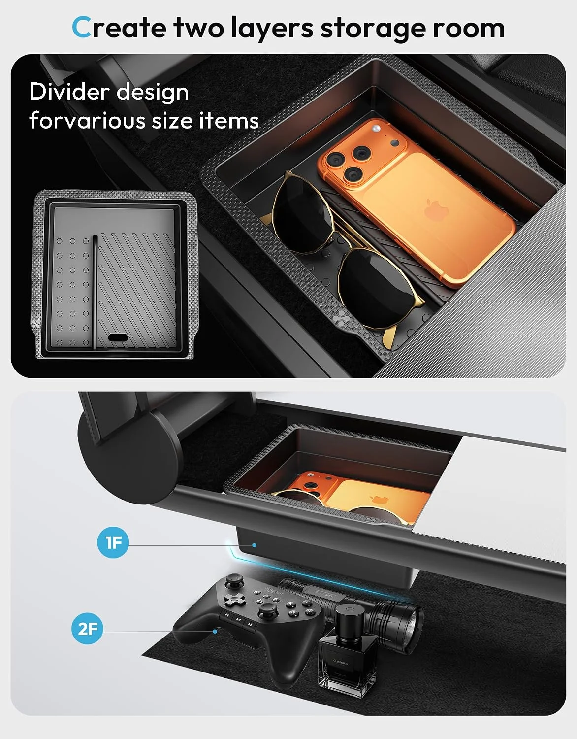 Anti-slip console organizer mats