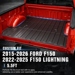 YZONA Bed Mat for 2015-2026 Ford F-150 & 2022-2025 F-150 Lightning, 5.5FT Short Bed (67.1 in) · SuperCrew Cab – Custom Fit TPE Truck Bed Linner, Heavy Duty, Anti-Slip, All-Weather view 2