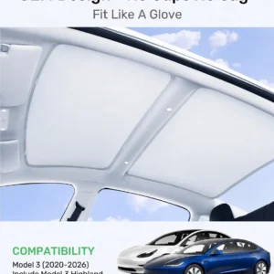Zanch 2026 Tesla Model 3 Sunshade Roof [No-Sag, Heat Insulation] No Gaps Foldable Roof Glass Sun Shade for for Tesla Model 3 2020~2026 Highland Accessories view 4