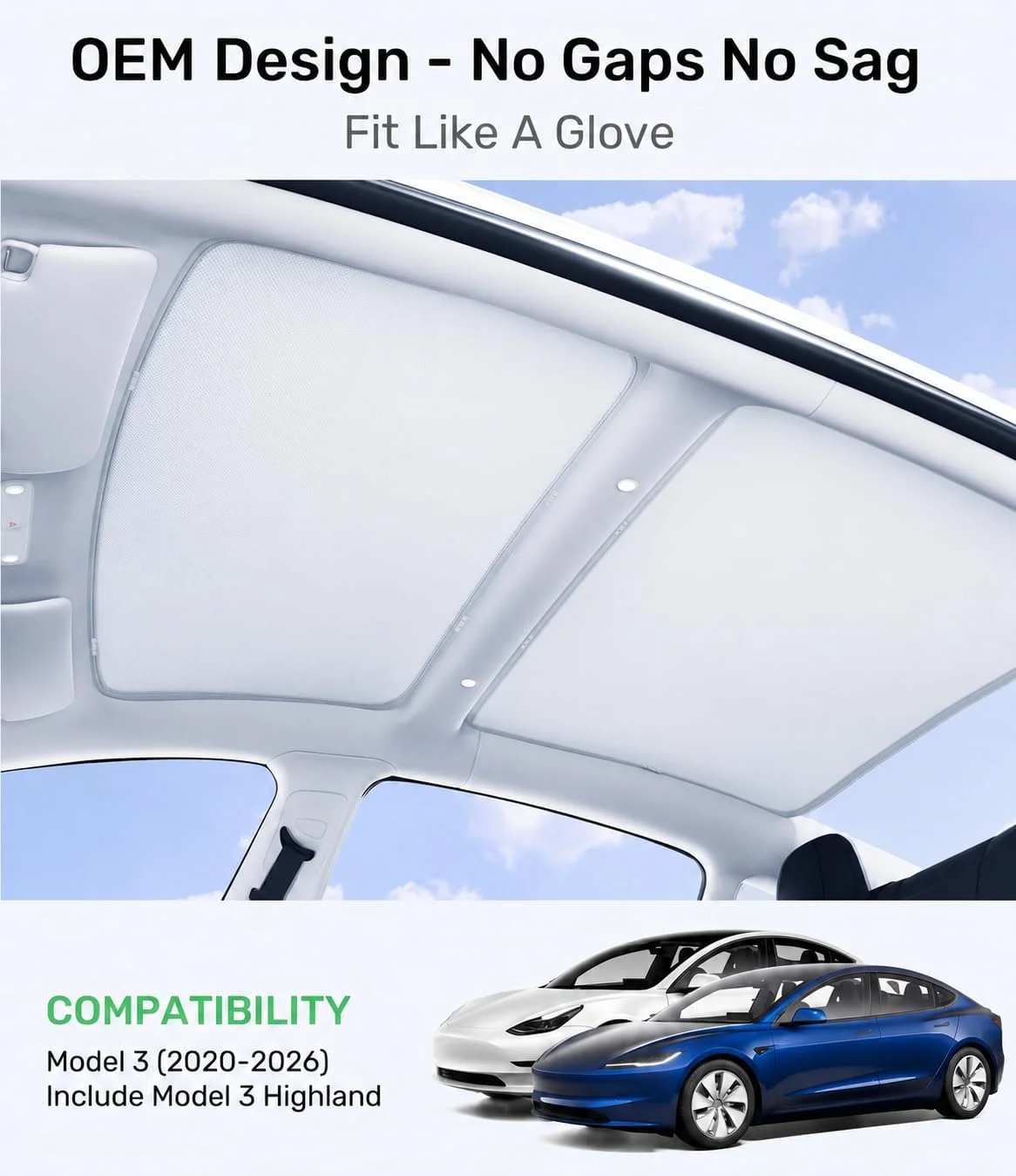 Easy installation process for Tesla sunshade